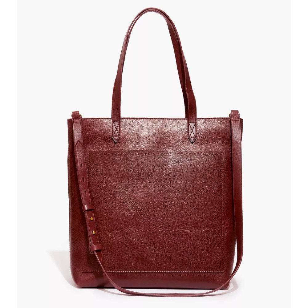 Madewell Leather Tote in Deep Burgundy